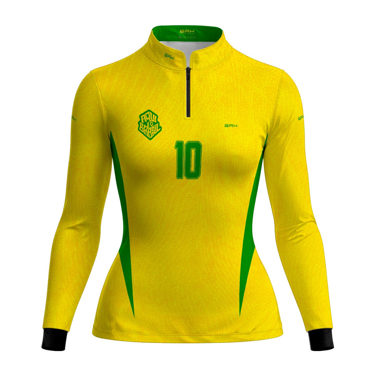 Camisa Brk Feminina Aqui é o Brasil Clássica 10 Amarela com Proteção UV50