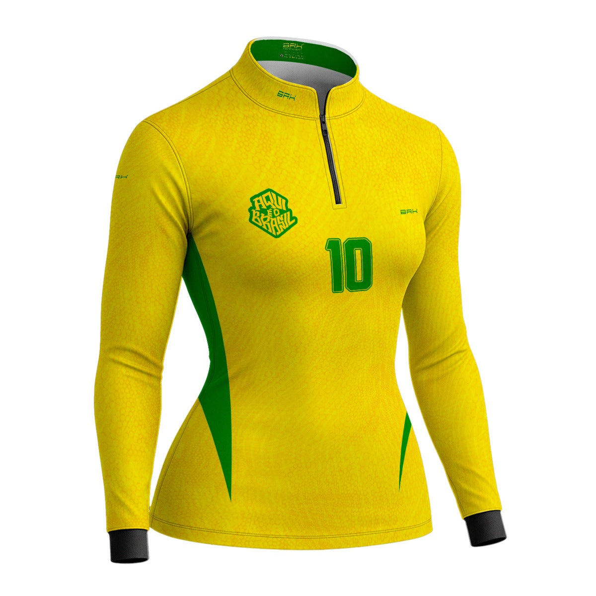 Camisa Brk Feminina Aqui é o Brasil Clássica 10 Amarela com Proteção UV50