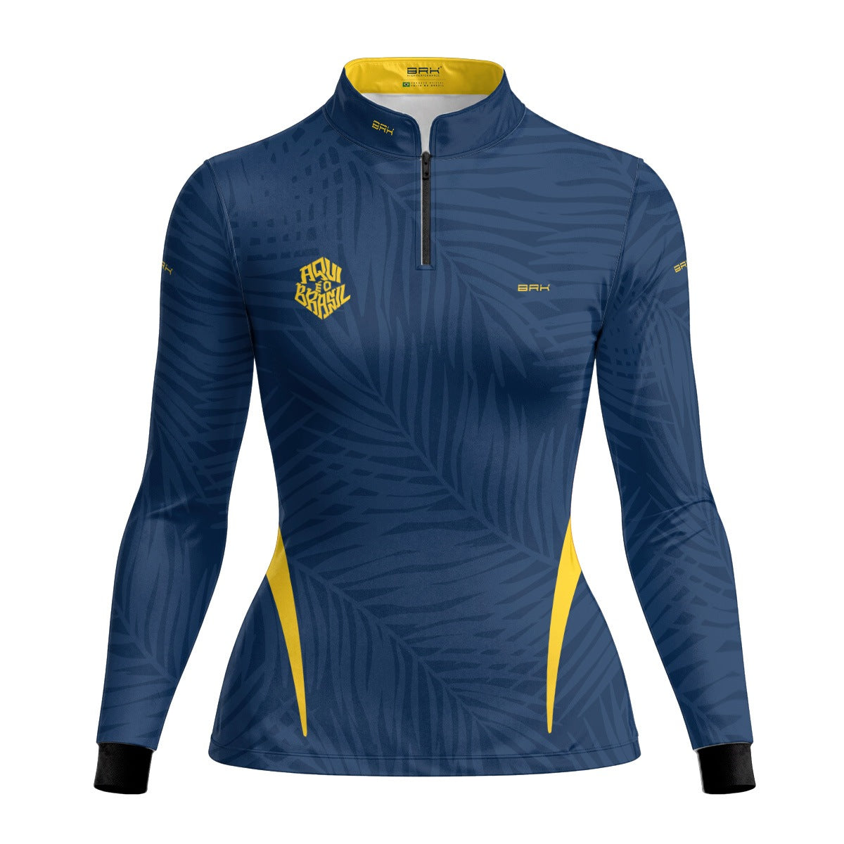 Camisa Brk Feminina Aqui é o Brasil Tropical Azul Marinho com Proteção UV50