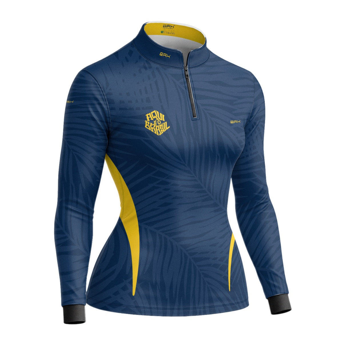 Camisa Brk Feminina Aqui é o Brasil Tropical Azul Marinho com Proteção UV50