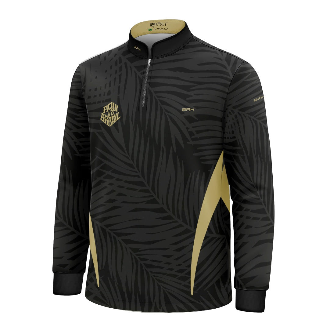 Camisa Brk Infantil Aqui é o Brasil Tropical Preta com Proteção UV50