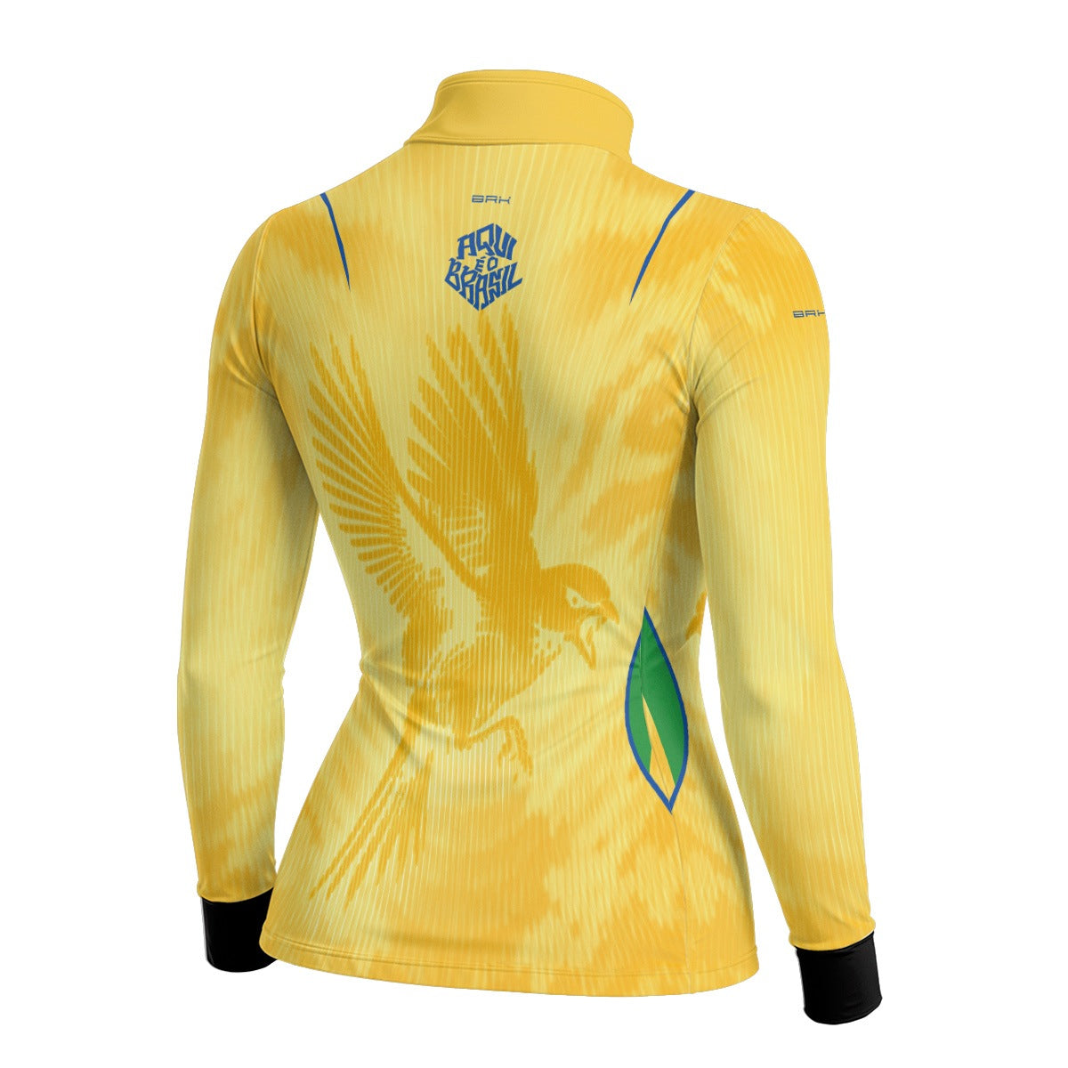 Camisa Brk Feminina Aqui é o Brasil Beija-Flor Sombreado Amarela com Proteção UV50