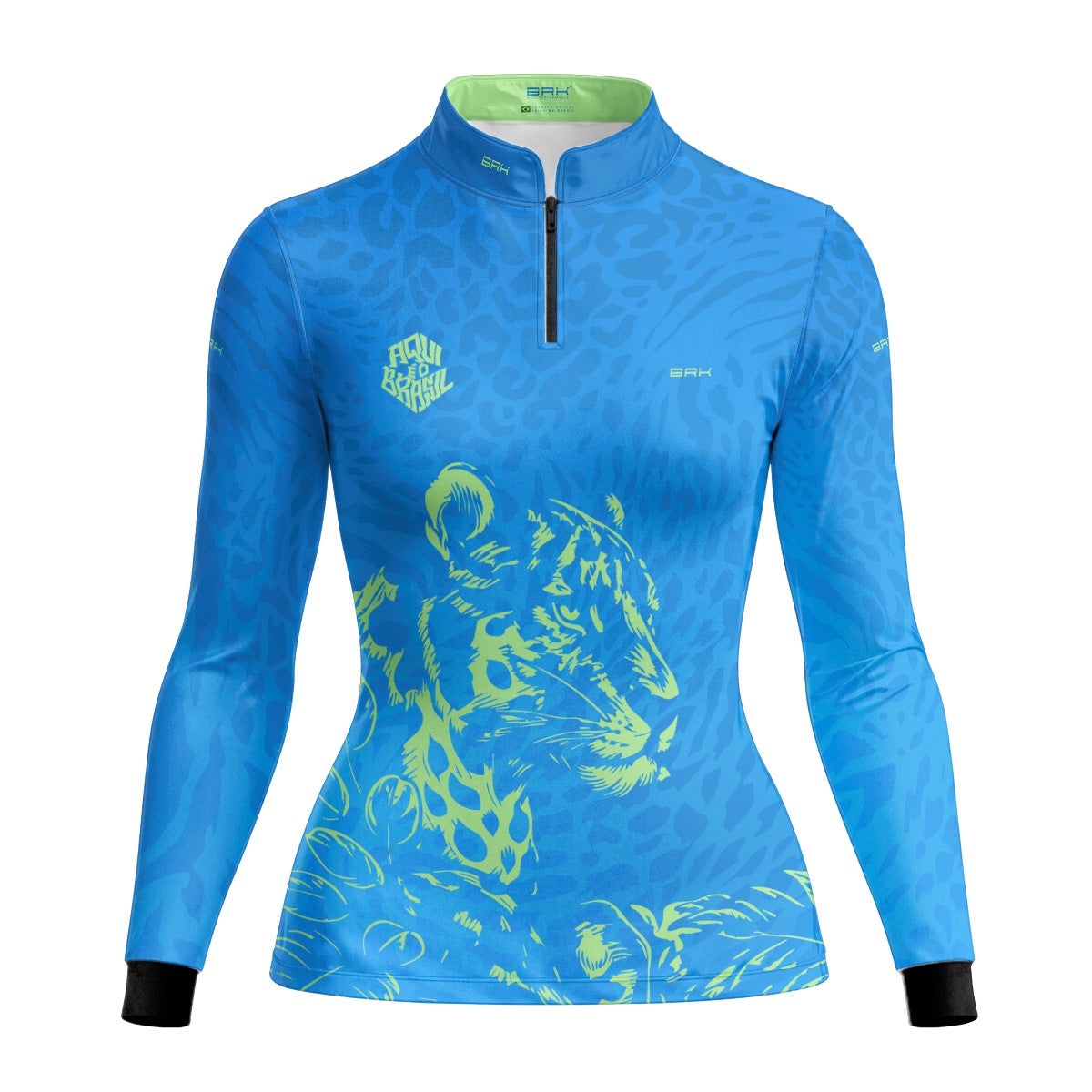 Camisa Brk Feminina Aqui é o Brasil Onça Sombreada Azul com Proteção UV50