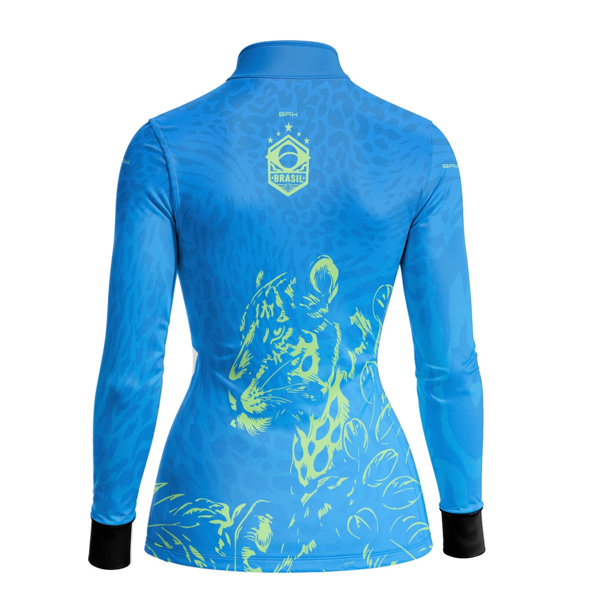 Camisa Brk Feminina Aqui é o Brasil Onça Sombreada Azul com Proteção UV50