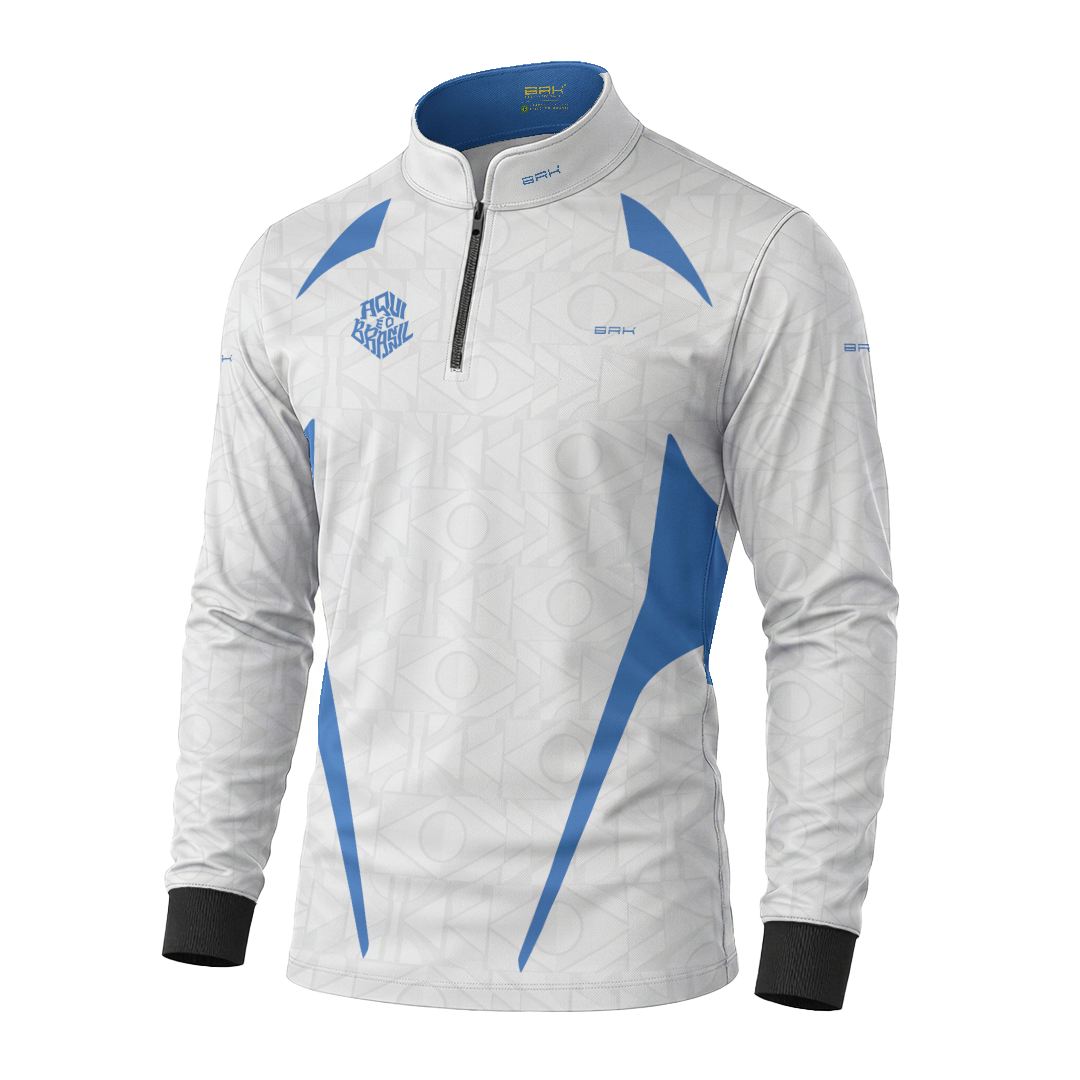 Camisa Brk Aqui é o Brasil Bandeira Geométrica Branca com Proteção UV50