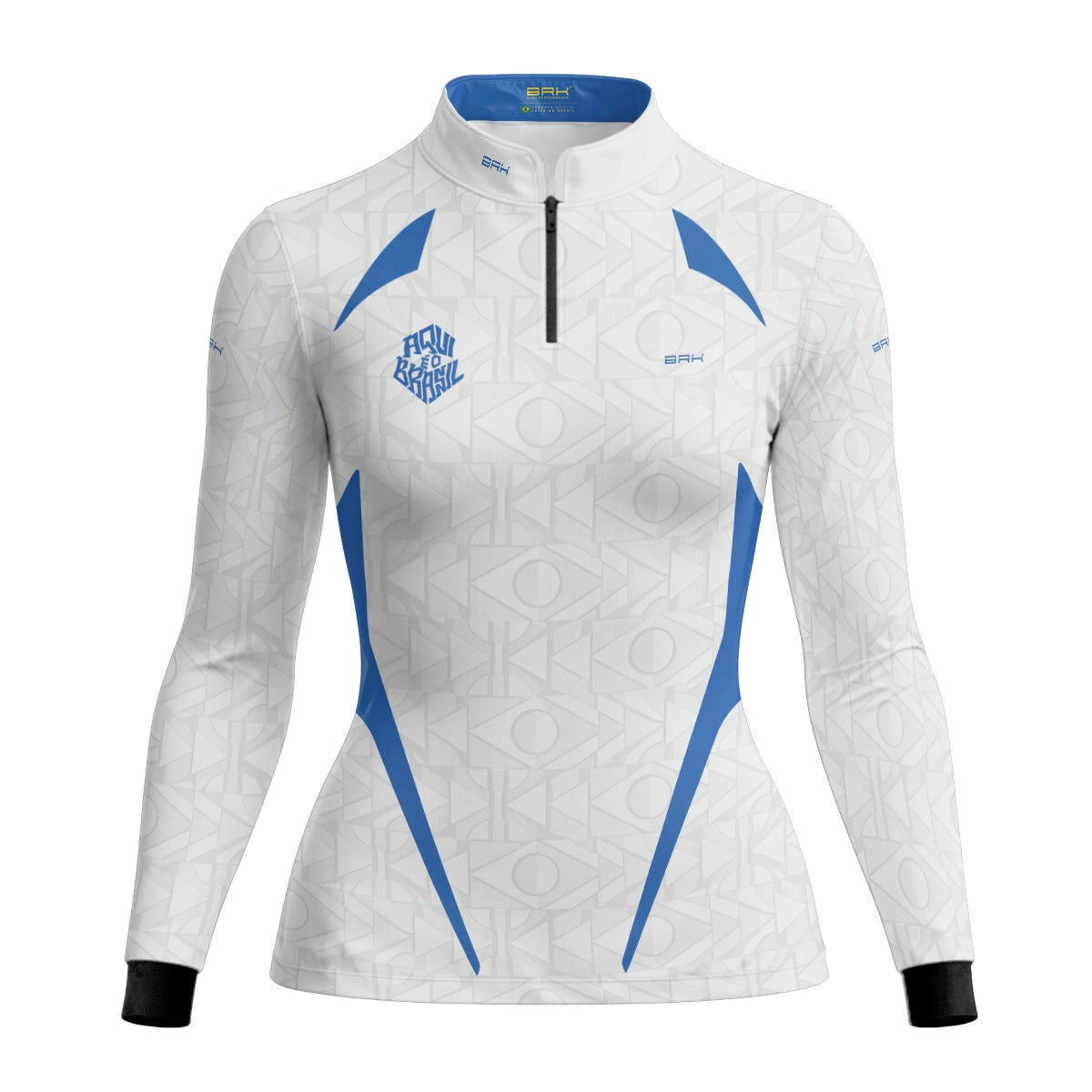 Camisa Brk Feminina Aqui é o Brasil Bandeira Geométrica Branca com Proteção UV50