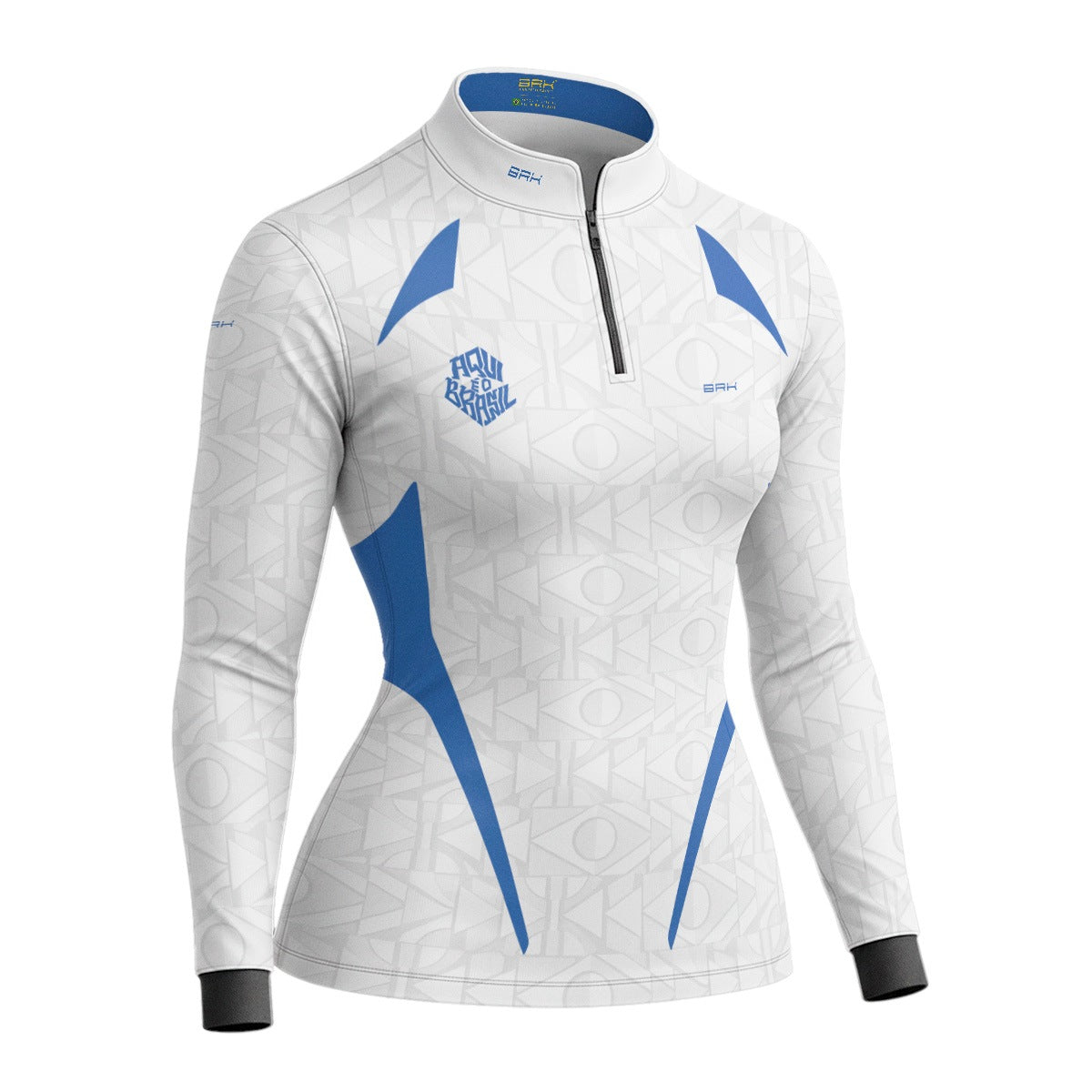 Camisa Brk Feminina Aqui é o Brasil Bandeira Geométrica Branca com Proteção UV50