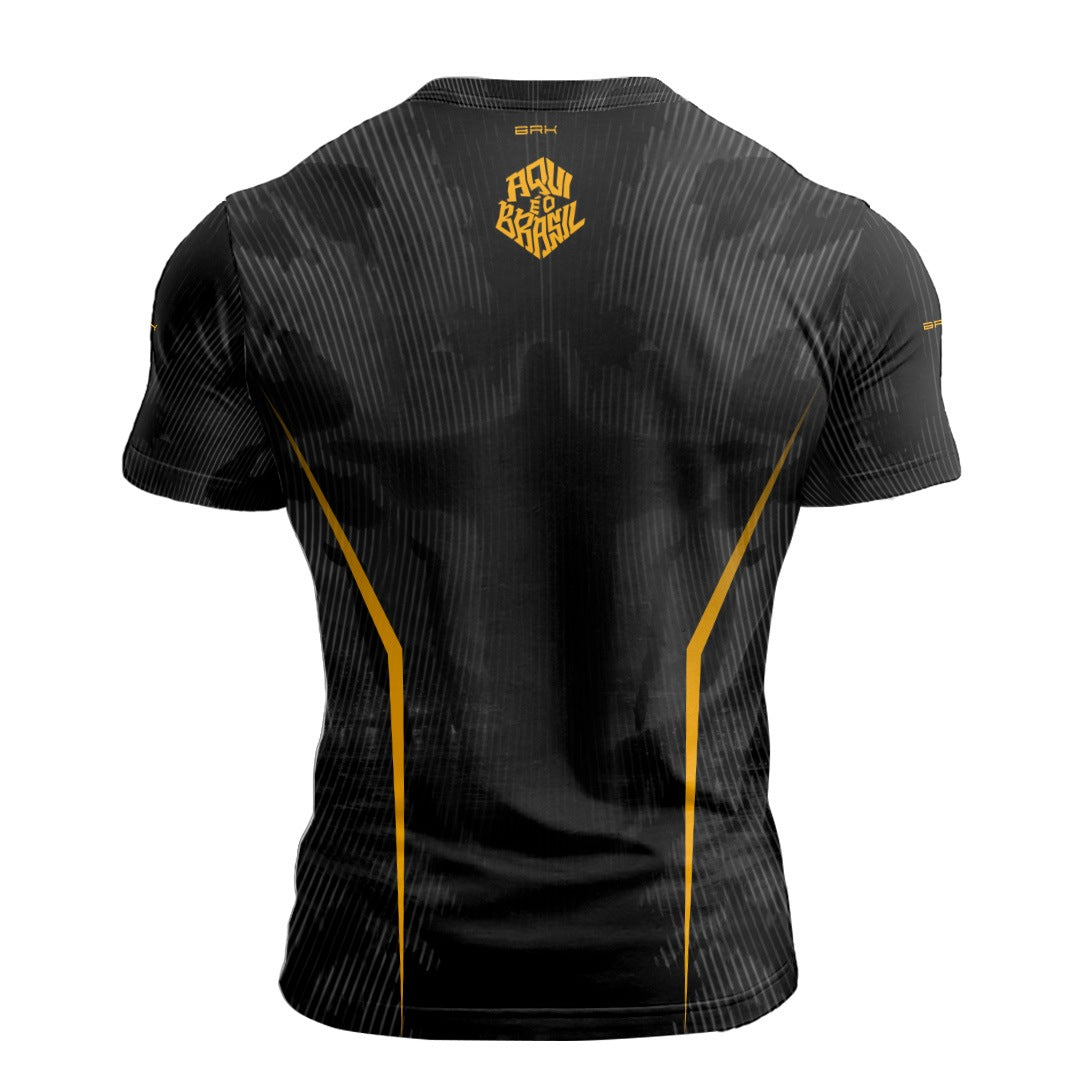 Camisa Casual Brk Aqui é o Brasil Cristo Redentor Preta com Proteção UV50