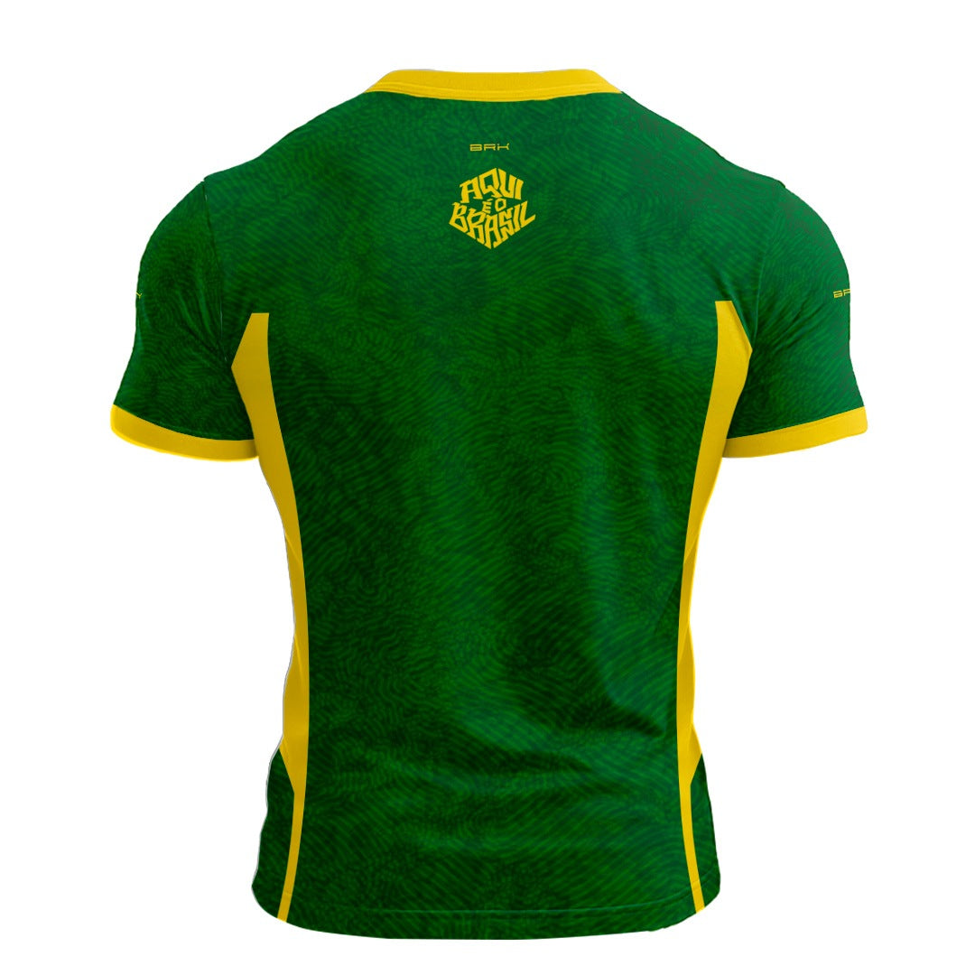 Camisa Casual Brk Aqui é o Brasil Digital Verde com Proteção UV50