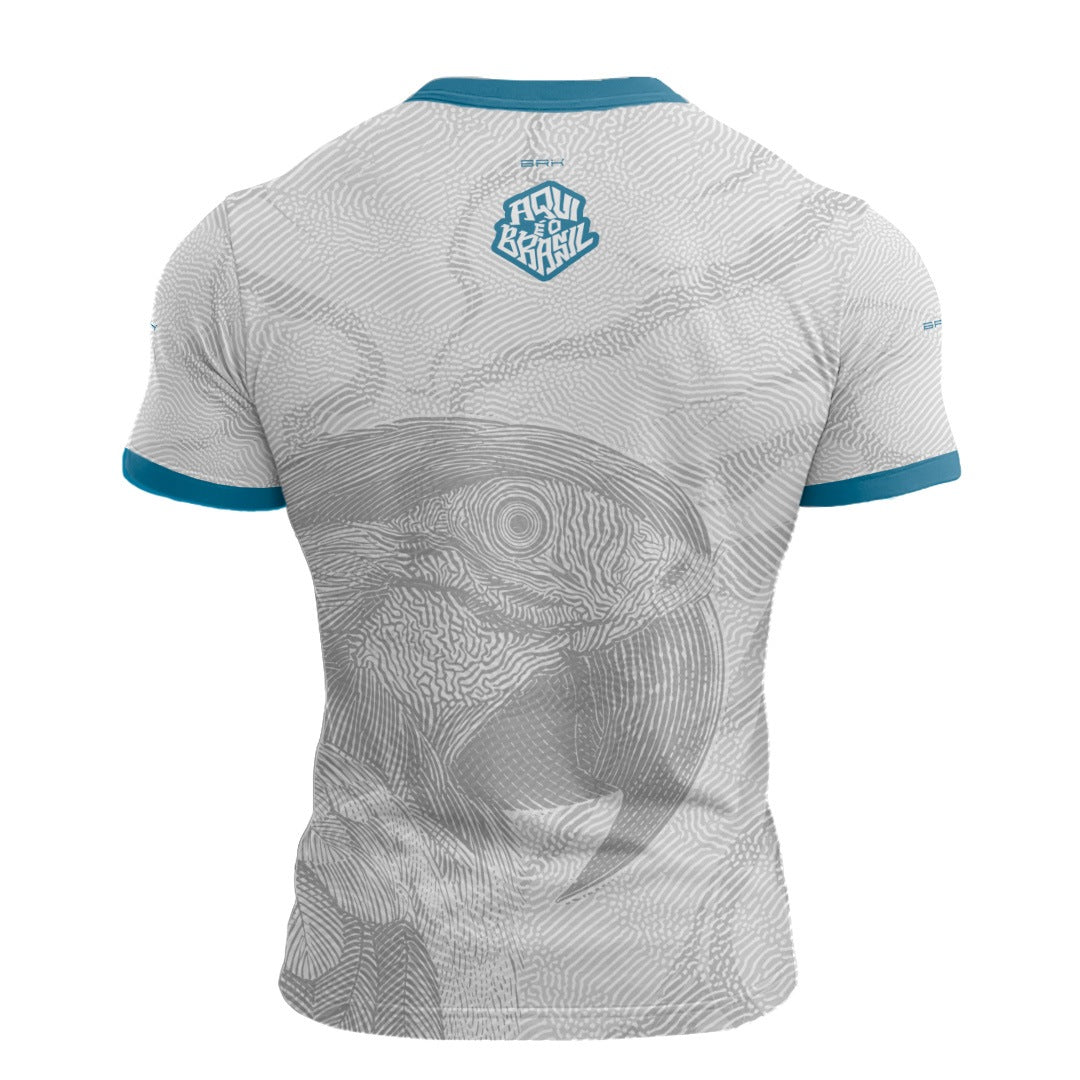 Camisa Casual Brk Aqui é o Brasil Arara Sombreada Branca com Proteção UV50