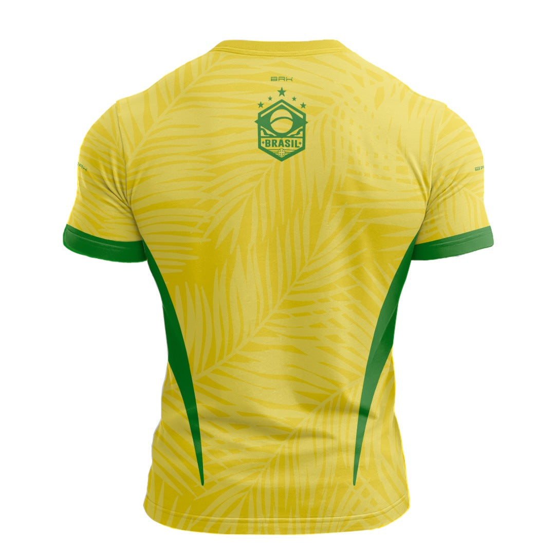 Camisa Brk Aqui é o Brasil Tropical Amarela com Proteção UV50
