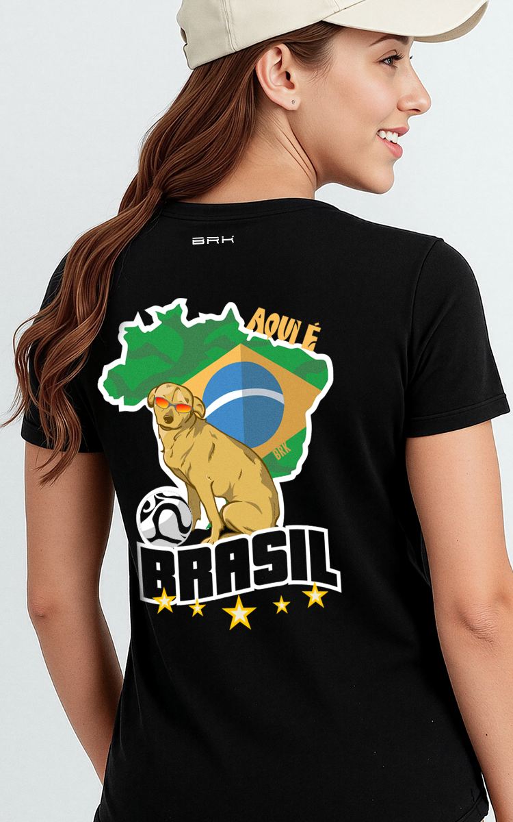 Camiseta Básica de Algodão Brk Aqui é Brasil