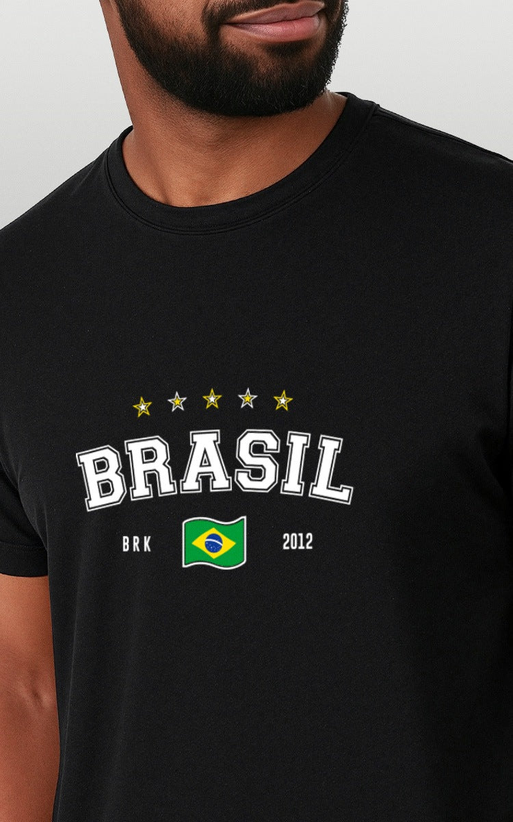 Camiseta Básica de Algodão Brk Brasil Bandeira