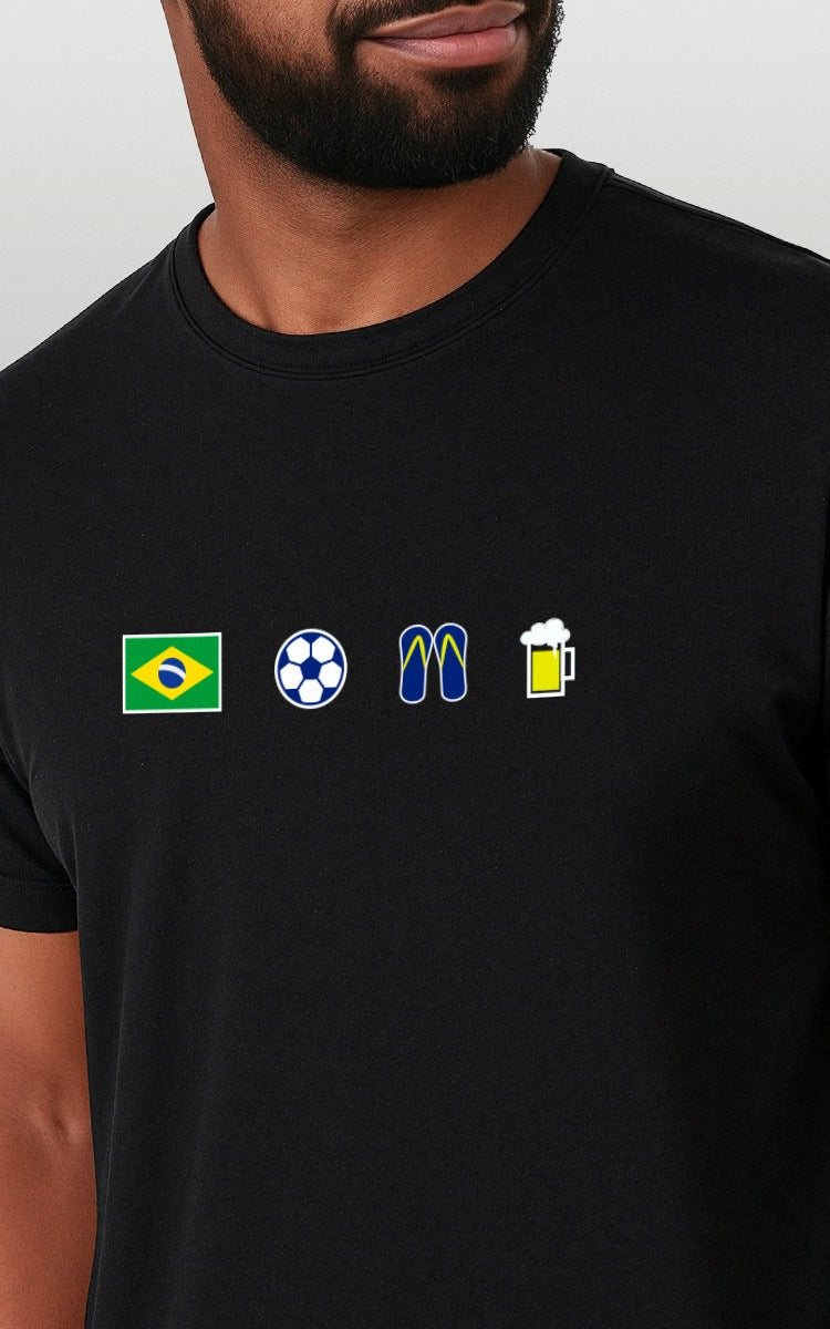 Camiseta Básica de Algodão Brk  Brasil Ícones