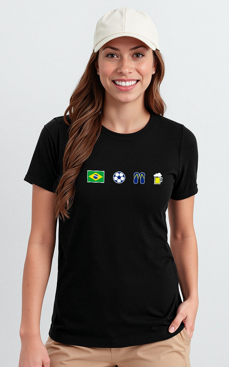 Camiseta Básica de Algodão Brk  Brasil Ícones