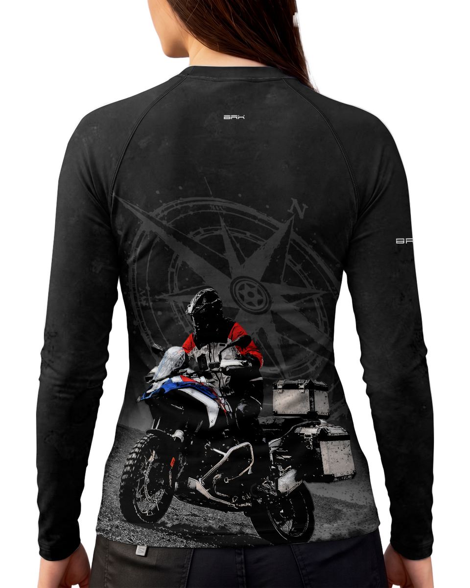 Camisa Feminina Brk BMW GS R1300 Adventure Rosa dos Ventos com Proteção UV50