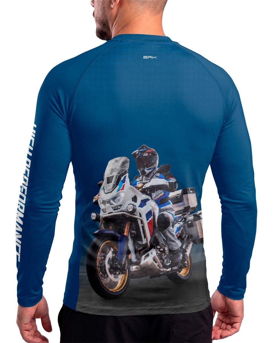 Camisa Brk Honda Africa Twin CRF 1100L Azul com Proteção UV50