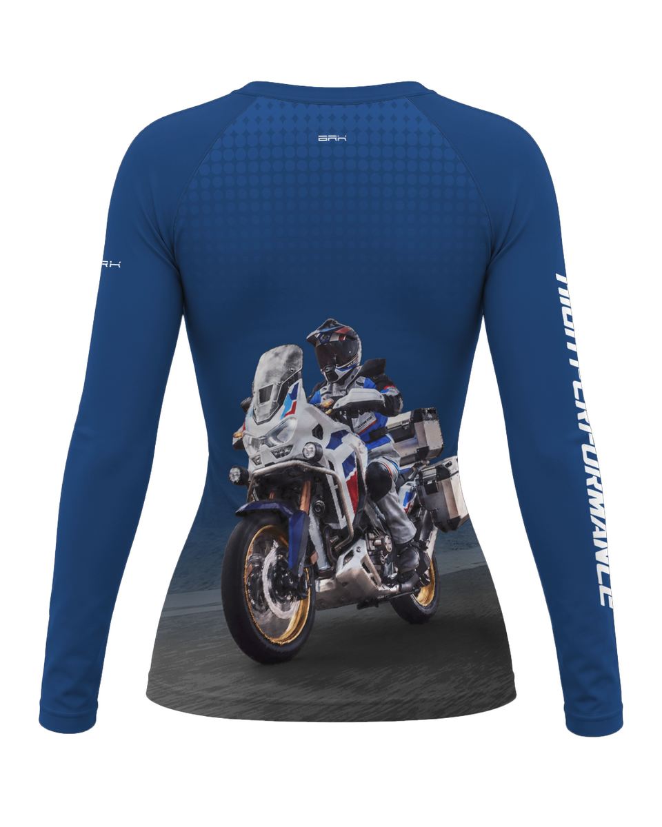Camisa Feminina Brk Honda Africa Twin CRF 1100L Azul com Proteção UV50