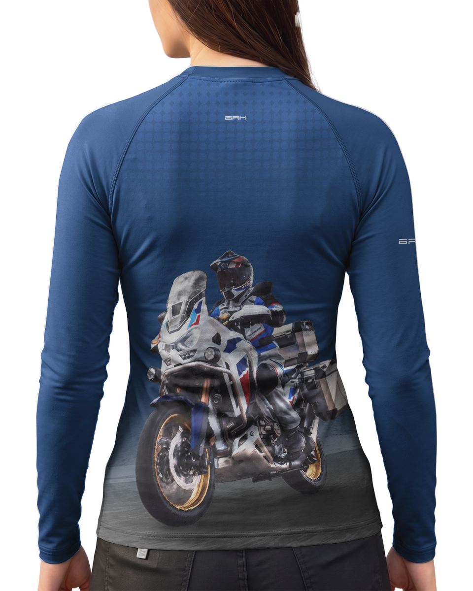 Camisa Feminina Brk Honda Africa Twin CRF 1100L Azul com Proteção UV50