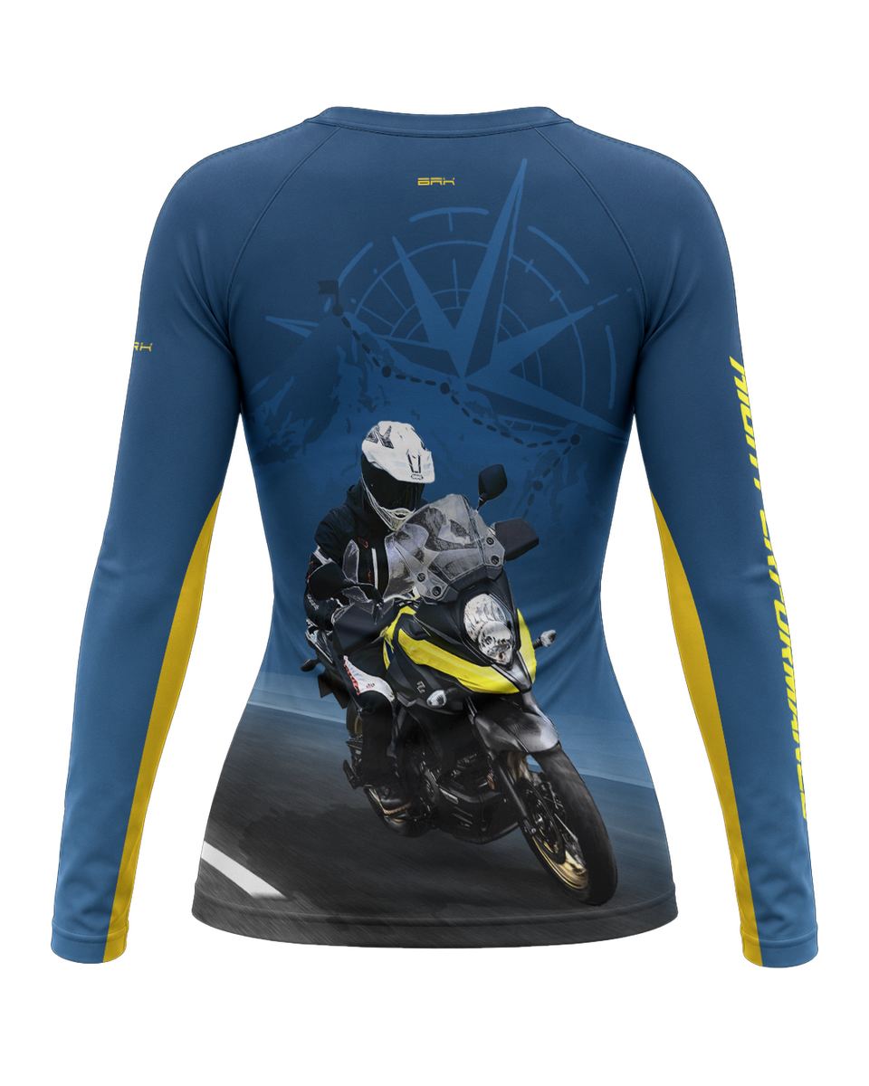 Camisa Feminina Brk Suzuki V Storm 650 Degradê Azul com Proteção UV50