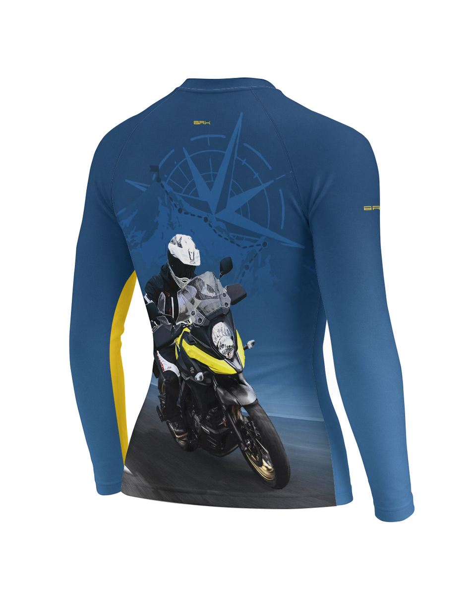 Camisa Feminina Brk Suzuki V Storm 650 Degradê Azul com Proteção UV50