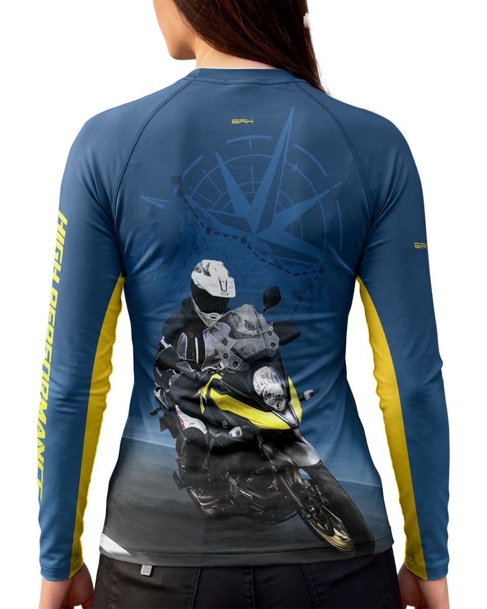 Camisa Feminina Brk Suzuki V Storm 650 Degradê Azul com Proteção UV50