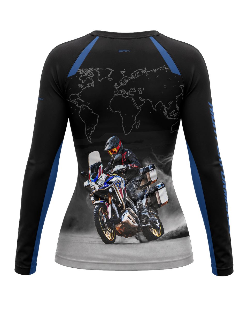 Camisa Feminina Brk BMW GS R1300 World Explorer Preta com Proteção UV50