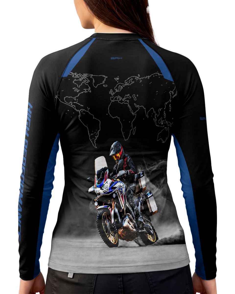 Camisa Feminina Brk BMW GS R1300 World Explorer Preta com Proteção UV50