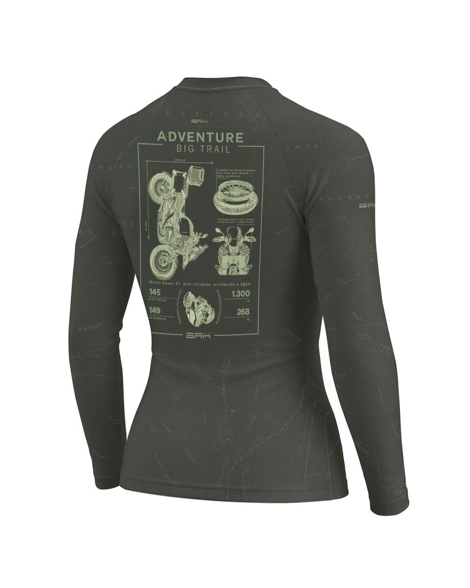 Camisa Feminina Brk BMW GS R1300 Adventure Verde com Proteção UV50