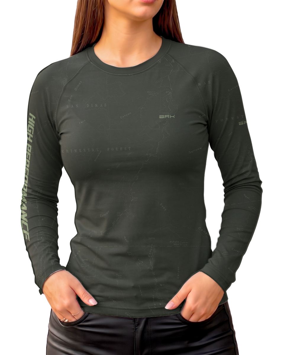 Camisa Feminina Brk BMW GS R1300 Adventure Verde com Proteção UV50