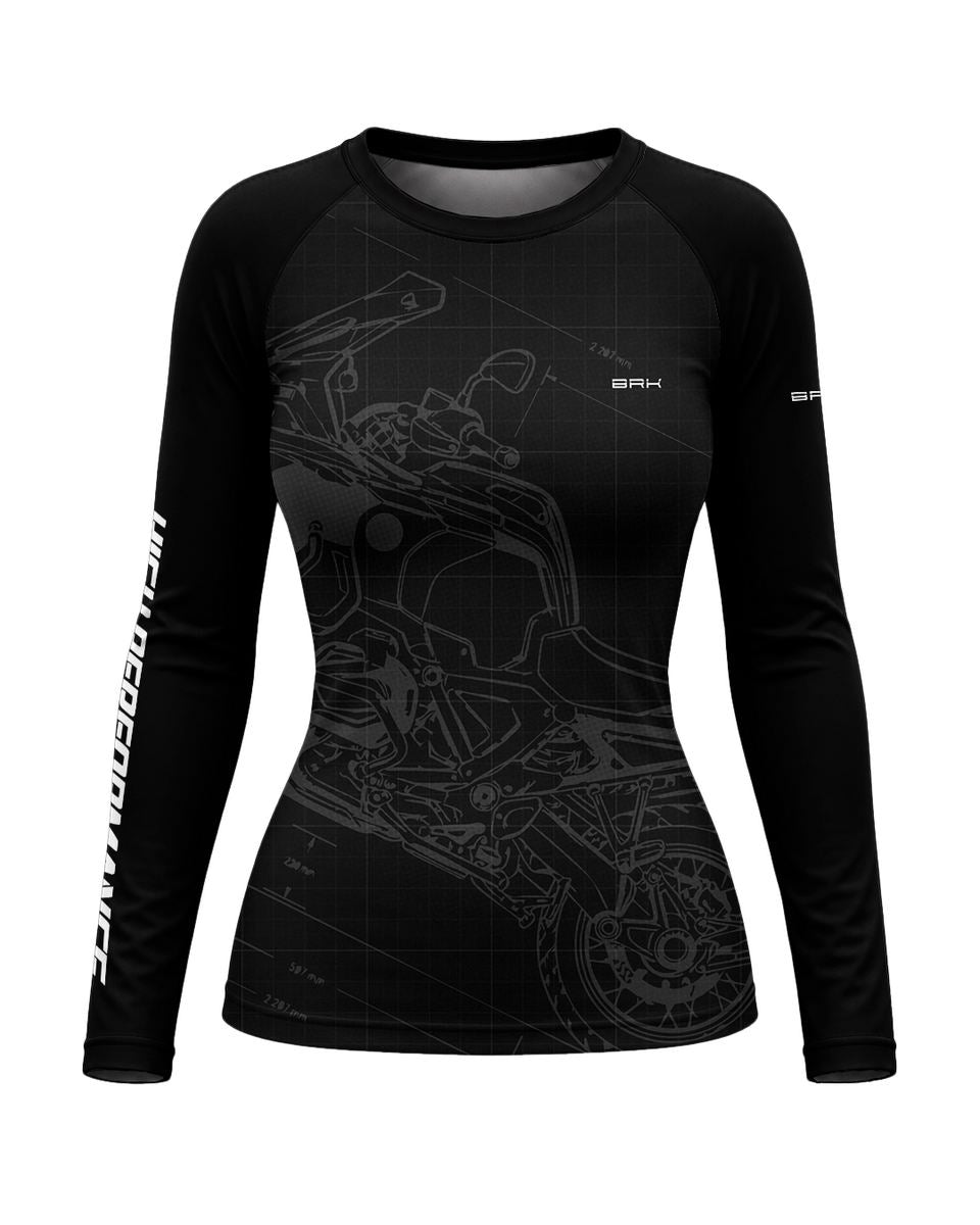 Camisa Feminina Brk GS Blueprint Preta com Proteção UV50