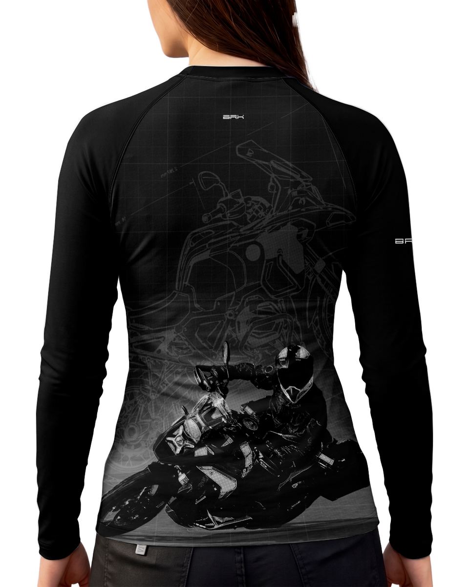 Camisa Feminina Brk GS Blueprint Preta com Proteção UV50