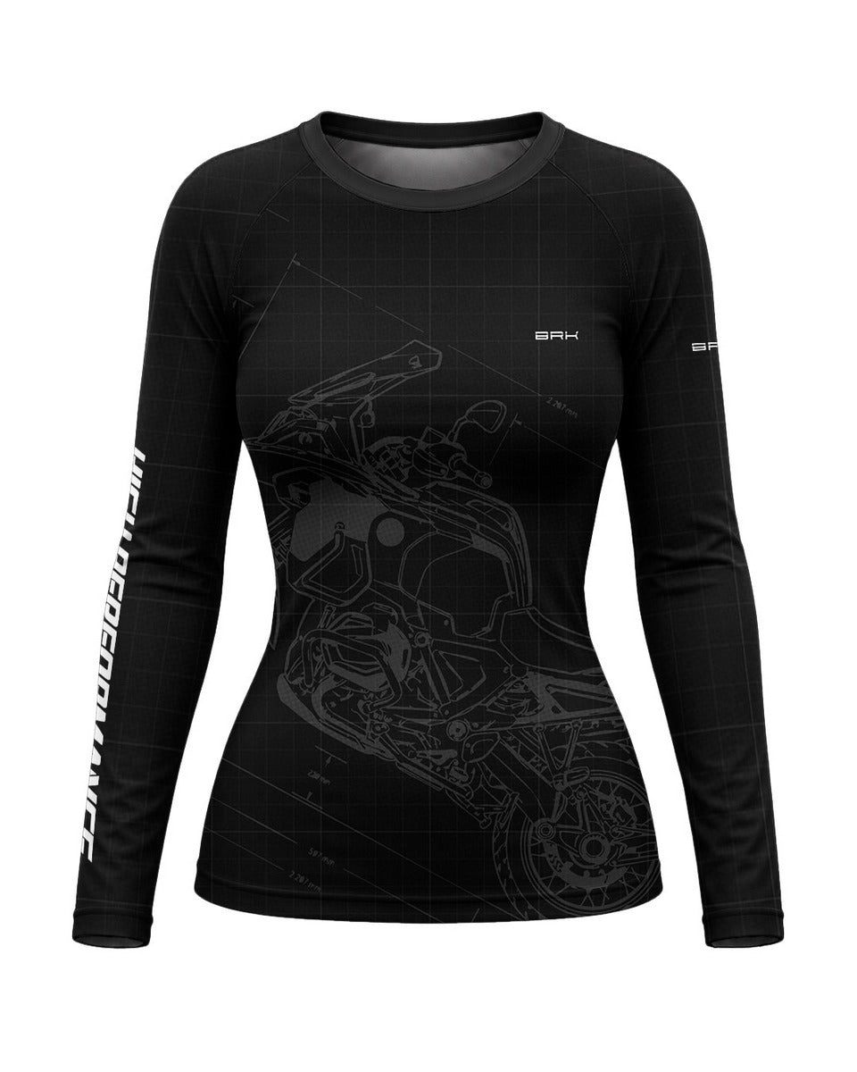Camisa Feminina Brk GS Blueprint Preta com Proteção UV50