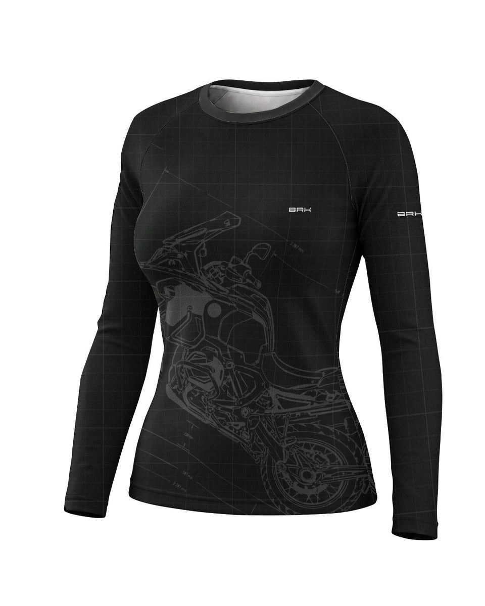 Camisa Feminina Brk GS Blueprint Preta com Proteção UV50