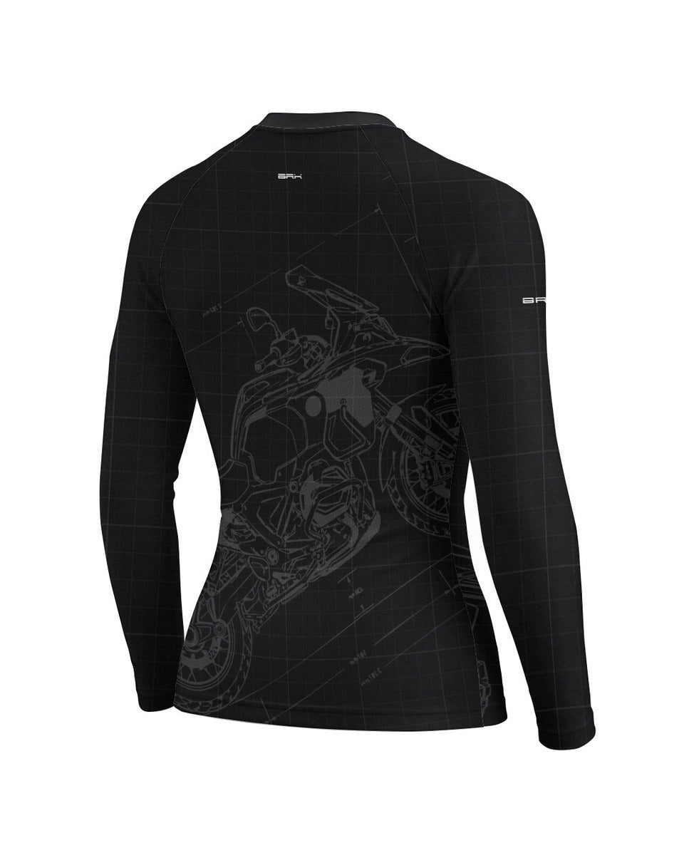 Camisa Feminina Brk GS Blueprint Preta com Proteção UV50