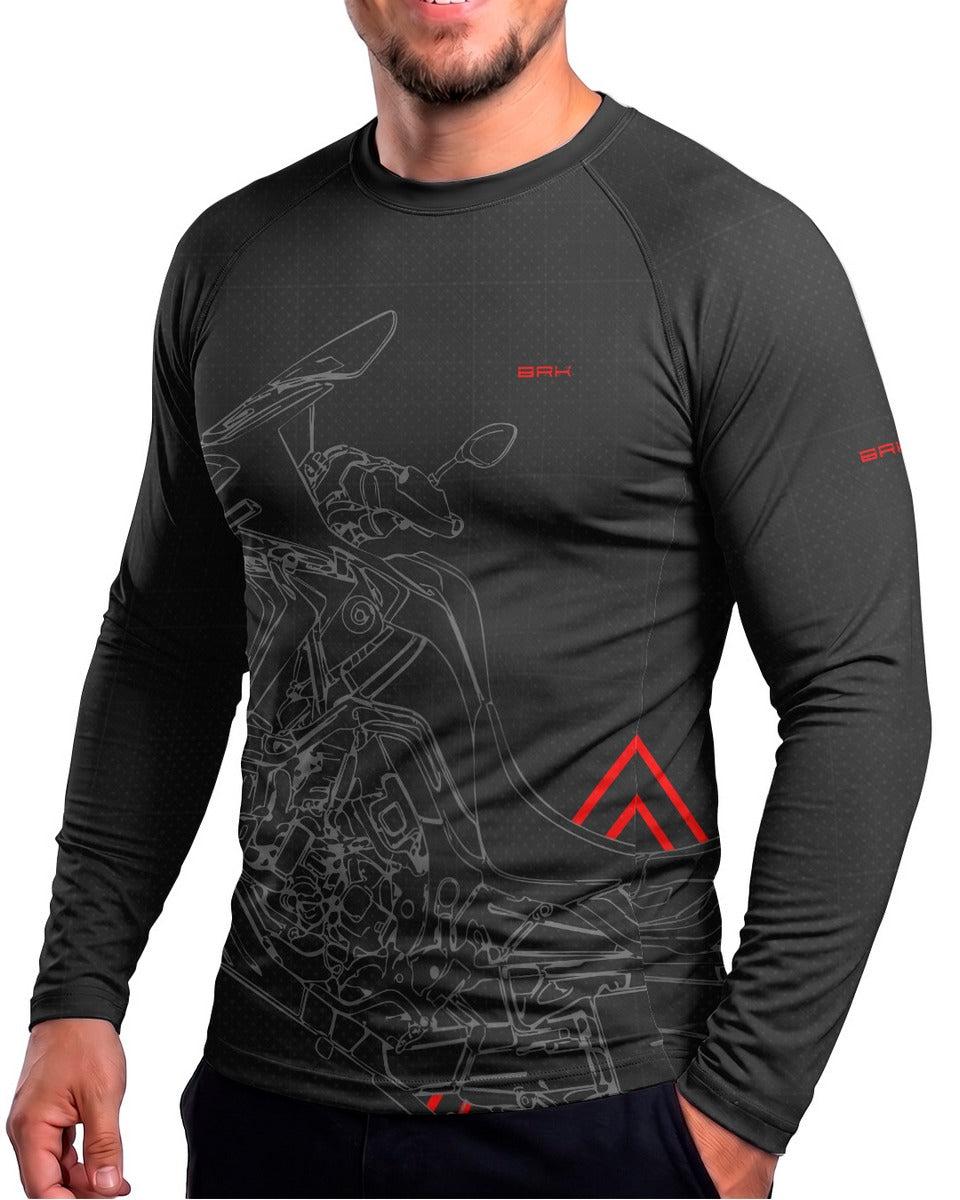 Camisa Brk Big Trail Africa Twin Preta com Proteção UV50