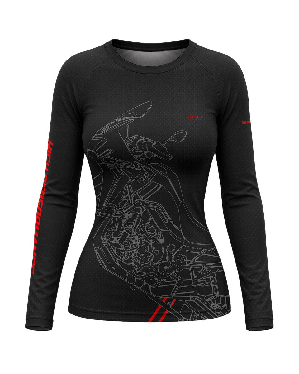 Camisa Feminina Brk Big Trail Africa Twin Preta com Proteção UV50