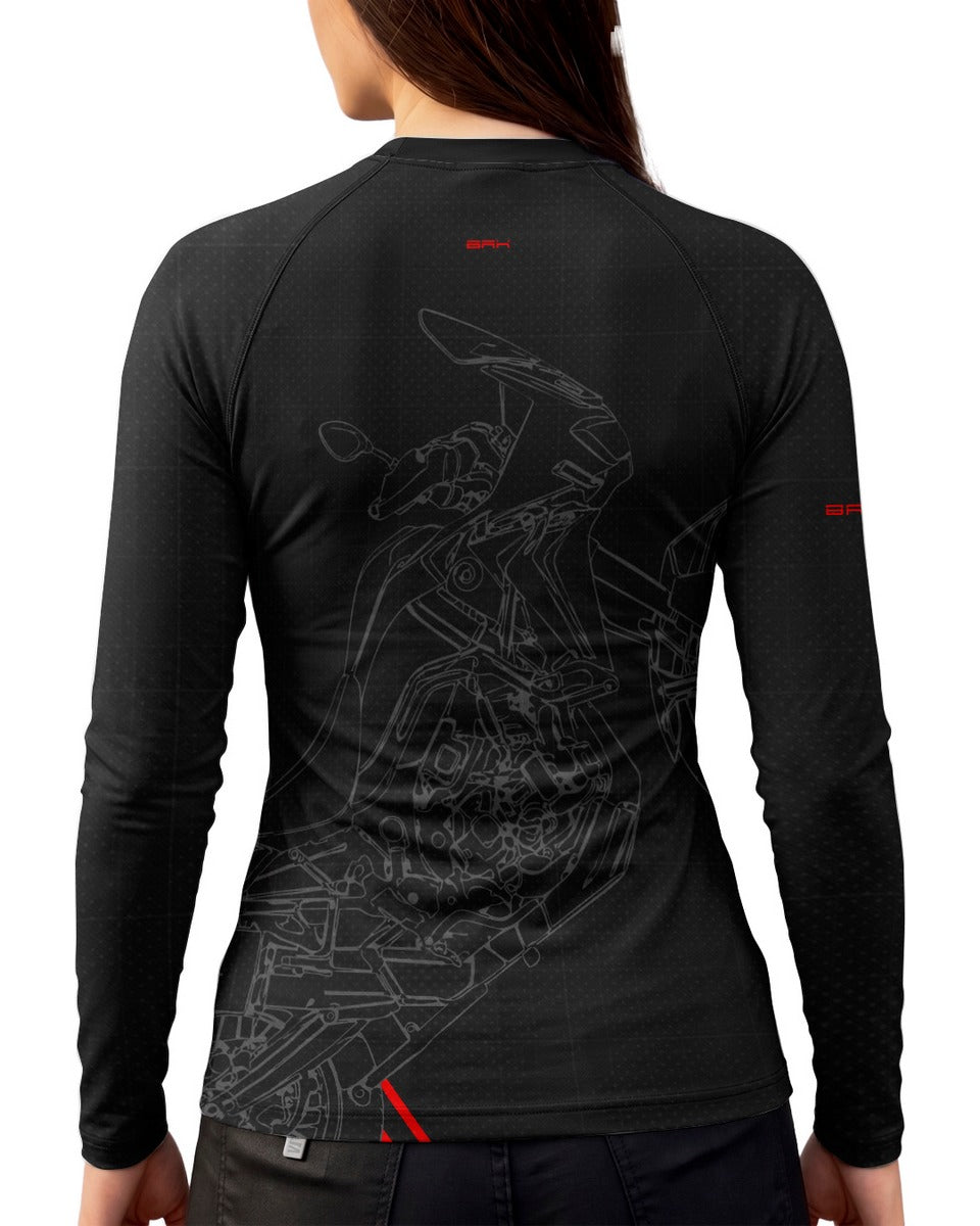 Camisa Feminina Brk Big Trail Africa Twin Preta com Proteção UV50