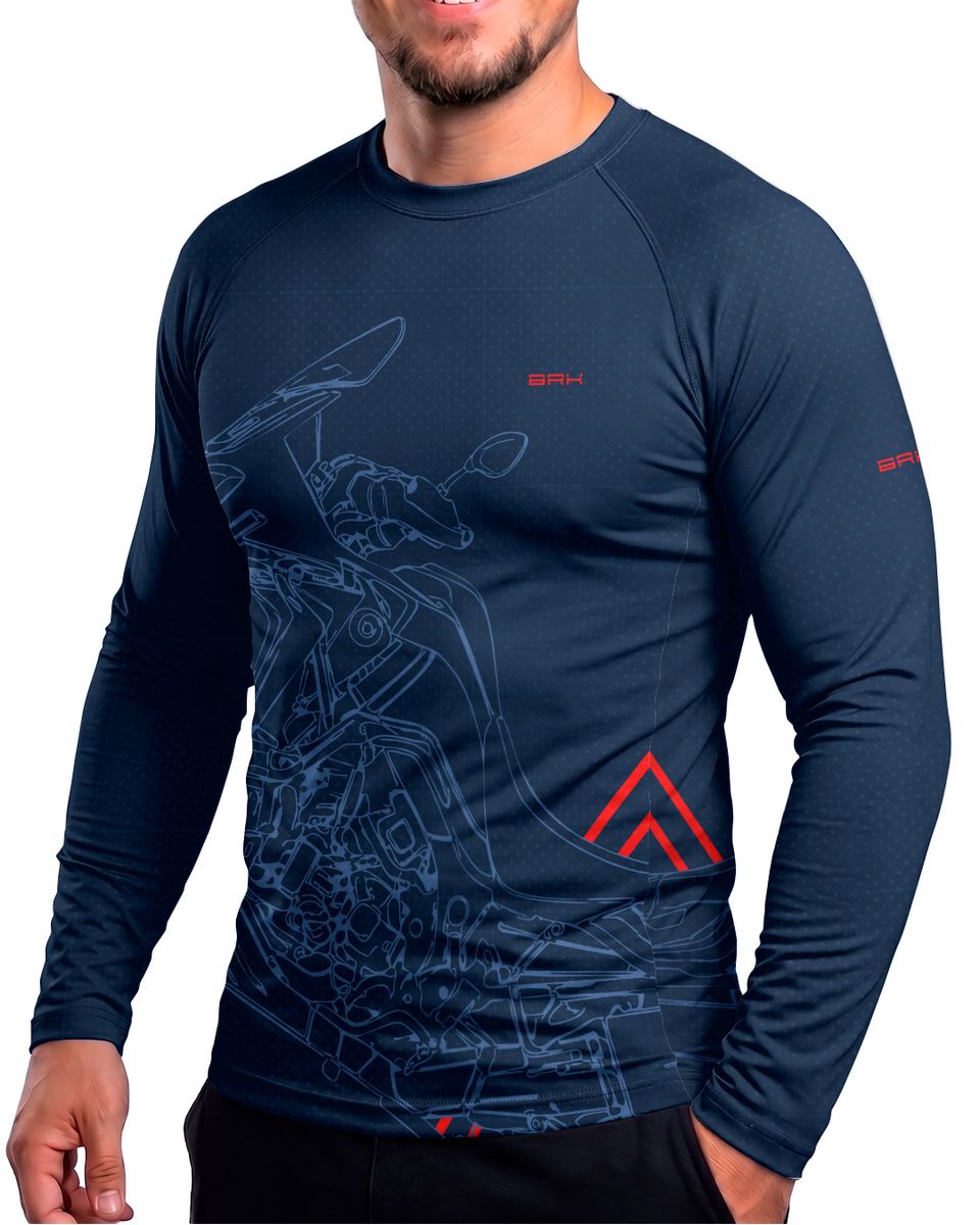 Camisa Brk Big Trail Big Trail Africa Twin Azul com Proteção UV50