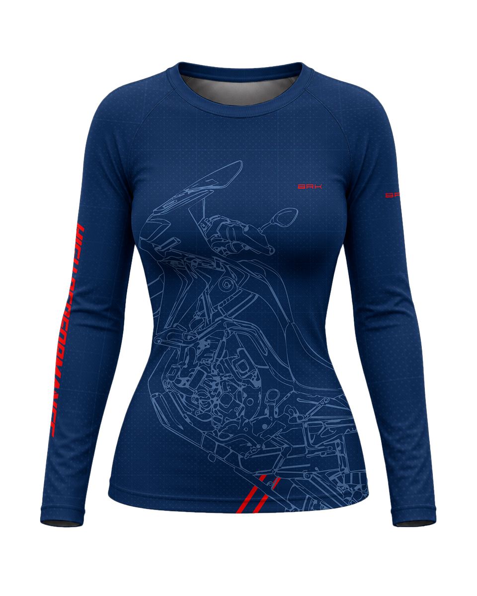 Camisa Feminina Brk Big Trail Africa Twin Azul com Proteção UV50