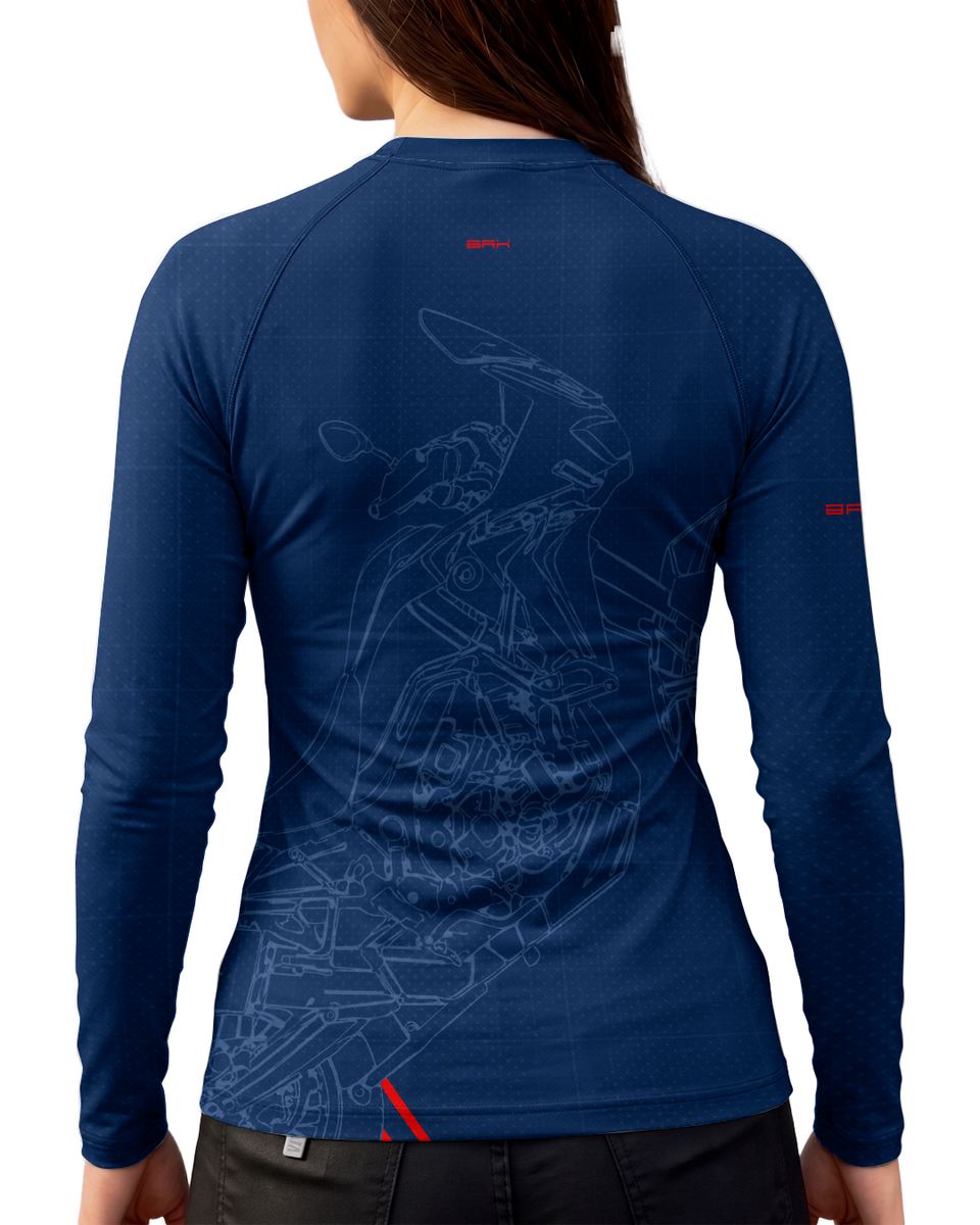 Camisa Feminina Brk Big Trail Africa Twin Azul com Proteção UV50