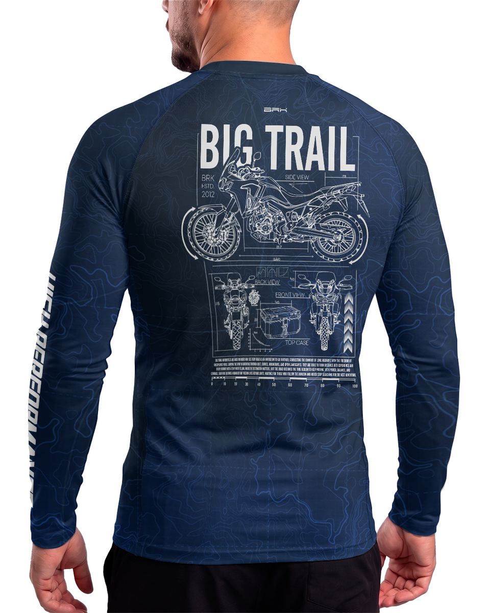 Camisa Brk Big Trail Blueprint Azul com Proteção UV50