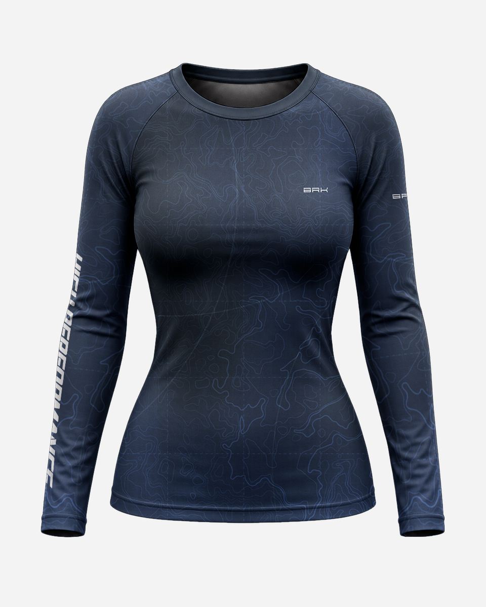 Camisa Feminina Brk Big Trail Blueprint Azul com Proteção UV50
