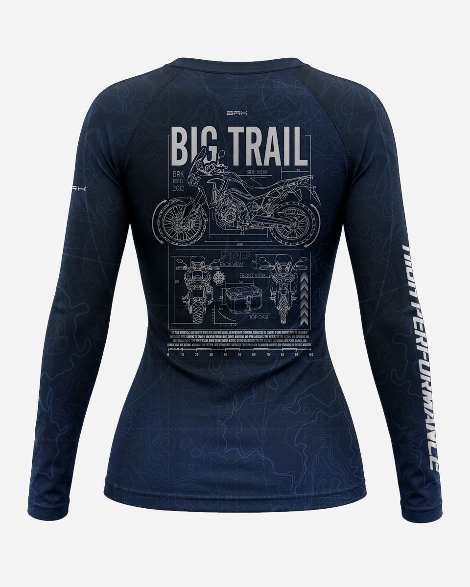 Camisa Feminina Brk Big Trail Blueprint Azul com Proteção UV50