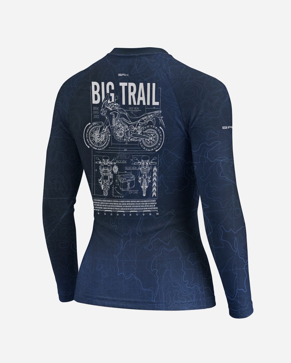 Camisa Feminina Brk Big Trail Blueprint Azul com Proteção UV50