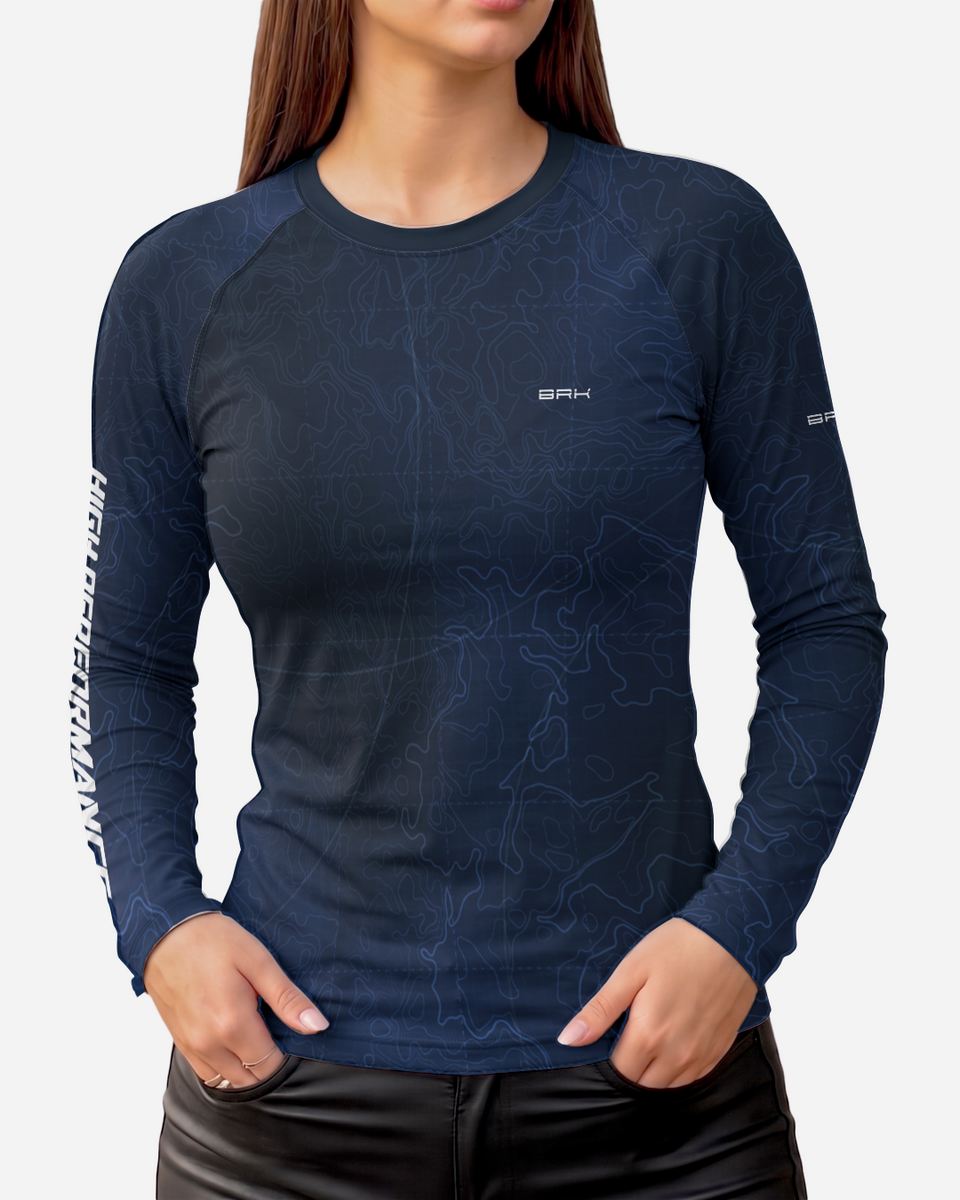 Camisa Feminina Brk Big Trail Blueprint Azul com Proteção UV50