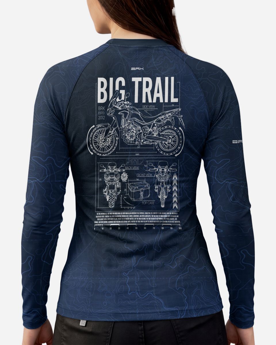 Camisa Feminina Brk Big Trail Blueprint Azul com Proteção UV50