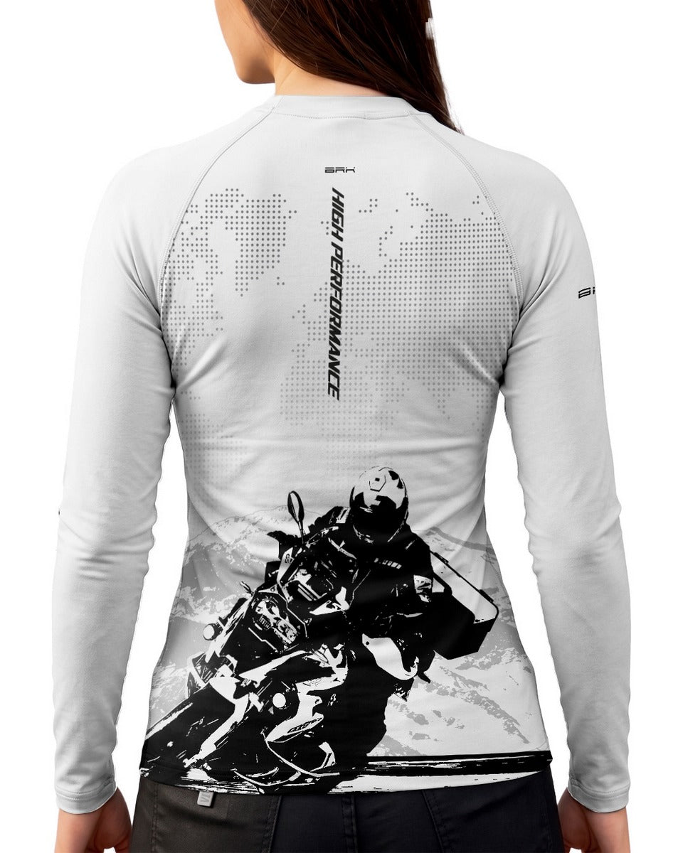 Camisa Feminina Brk GS R1300 Branca com Proteção UV50
