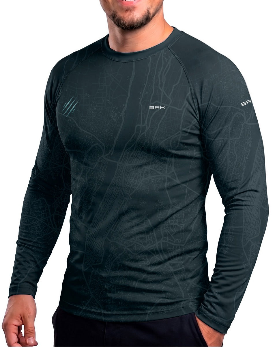 Camisa Brk Tiger 900 Urban Map Azul com Proteção UV50