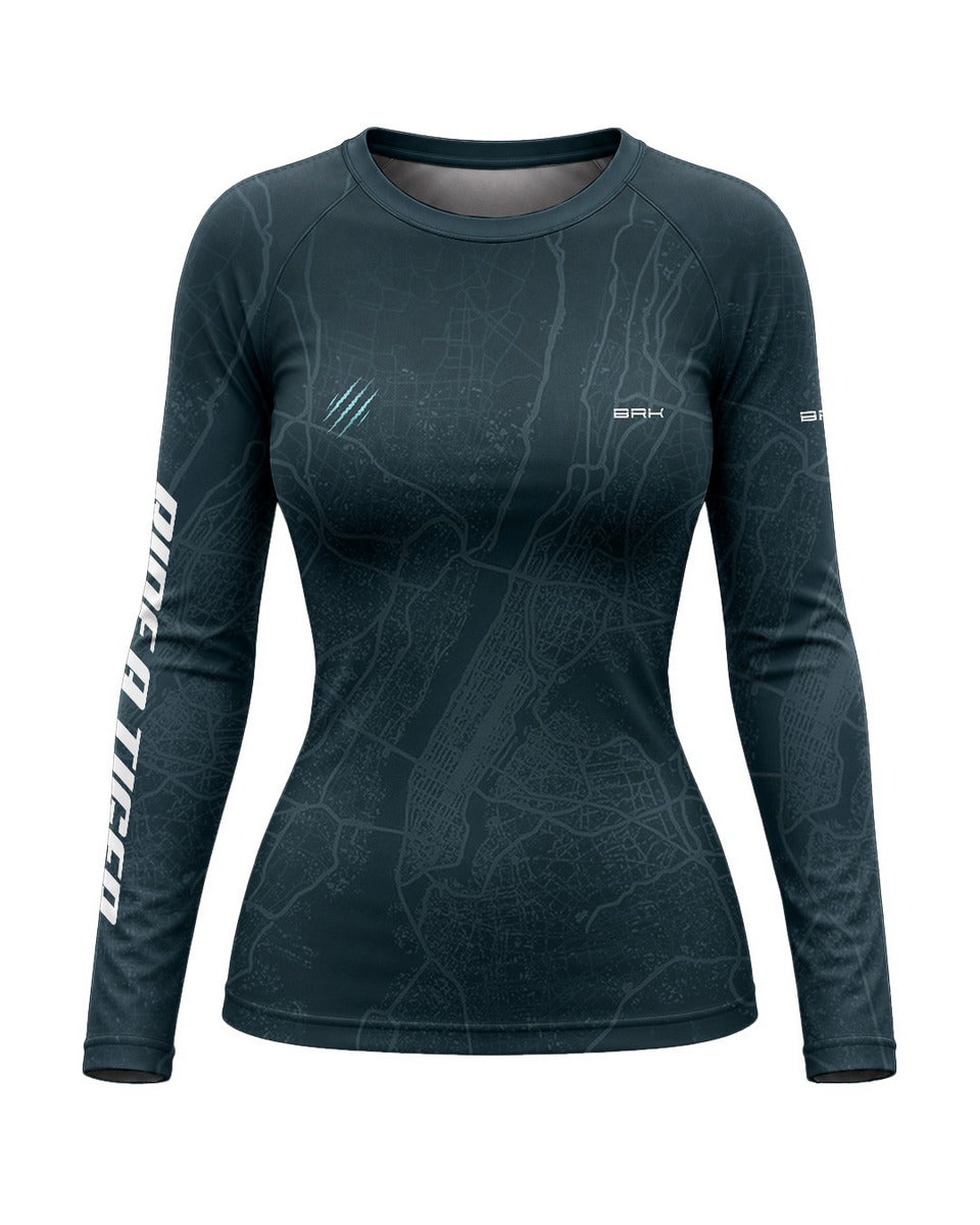 Camisa Feminina Brk Tiger 900 Urban Map Azul com Proteção UV50